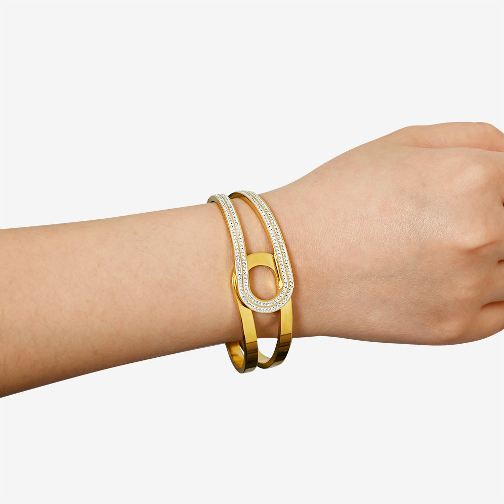 Bracciale Rigido a Molla con Strass