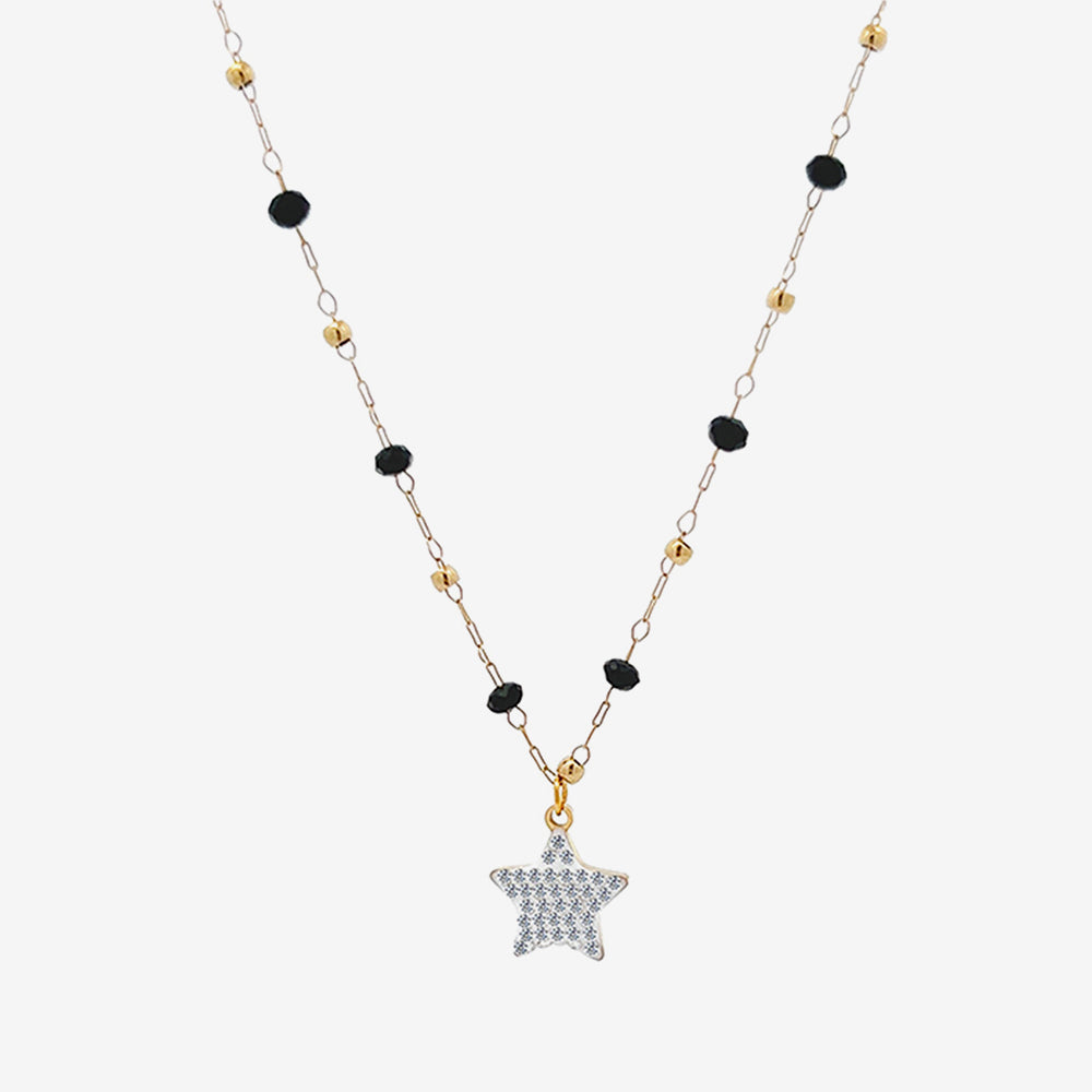 Collana di Perline con Ciondolo Stella in Strass