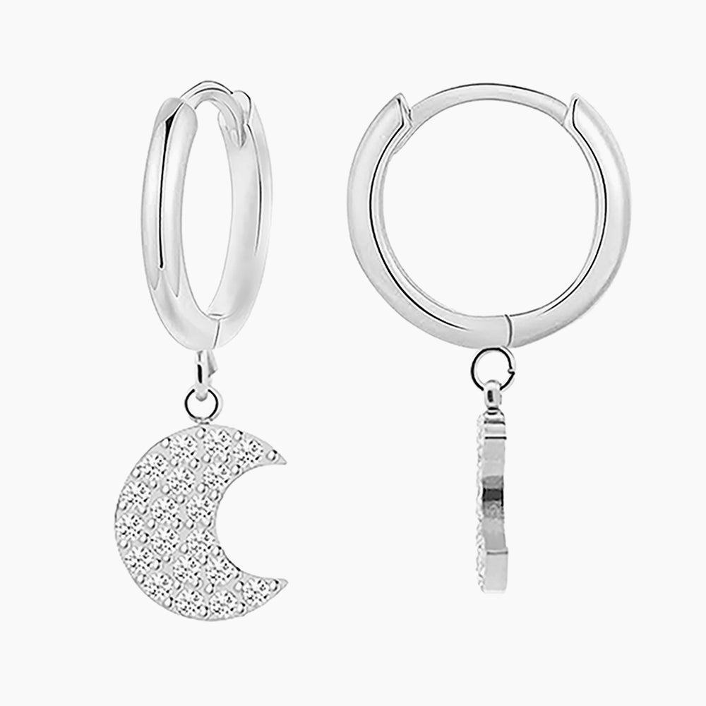 Orecchini a Cerchio Con Luna Zirconia