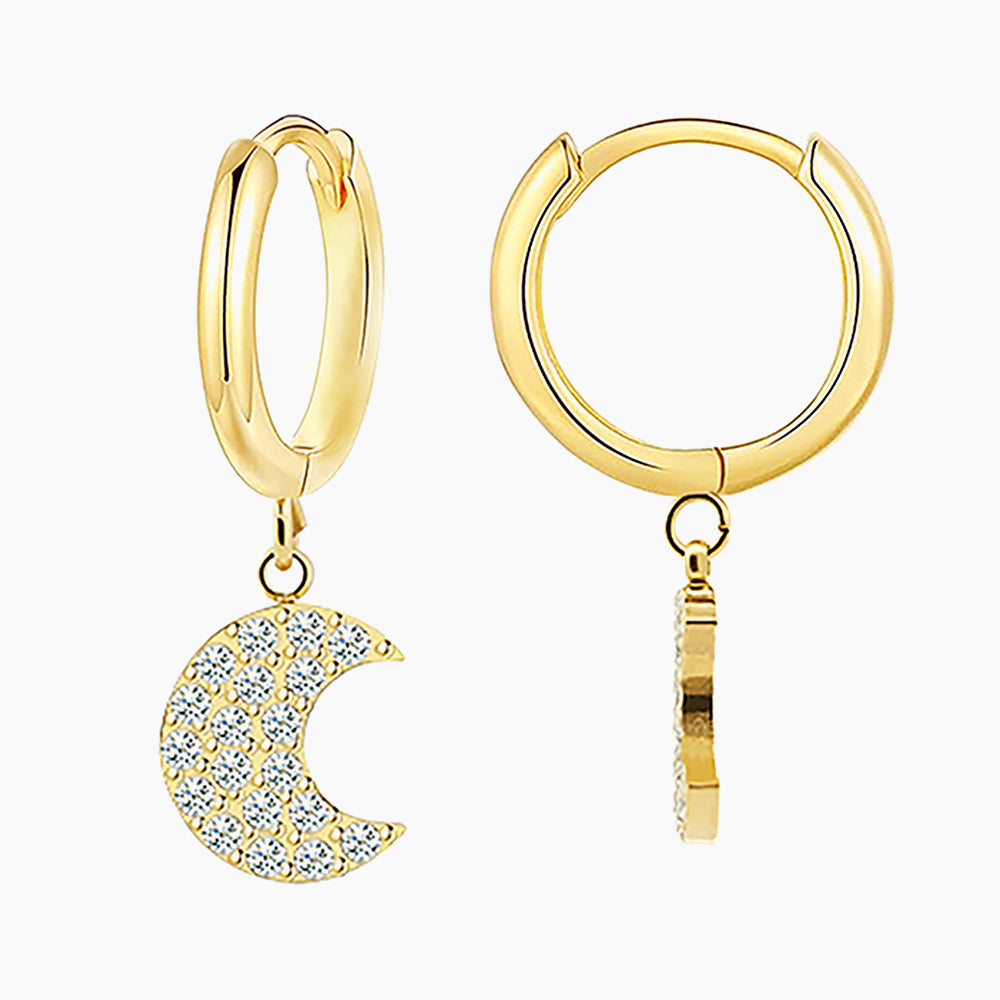 Orecchini a Cerchio Con Luna Zirconia