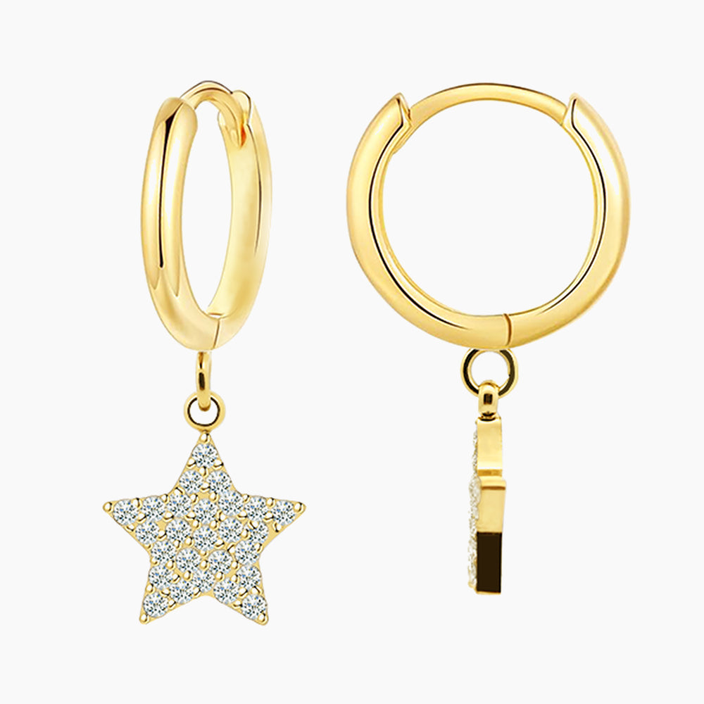 Orecchini a Cerchio Con Stella Zirconia
