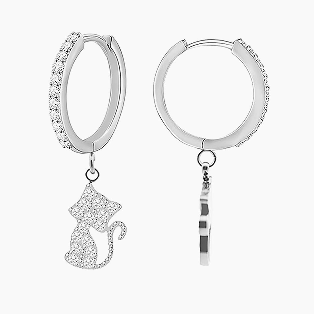 Orecchini a Cerchio Con Gatto Zirconia