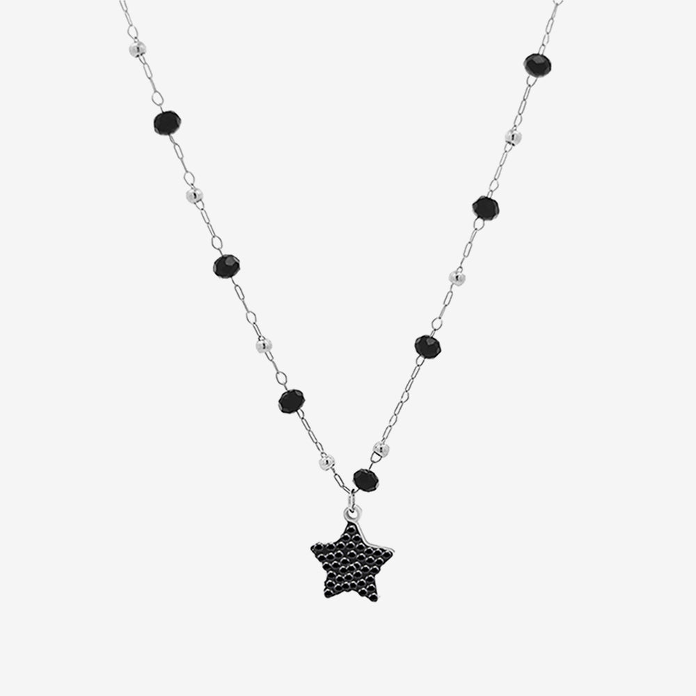 Collana di Perline con Ciondolo Stella in Strass