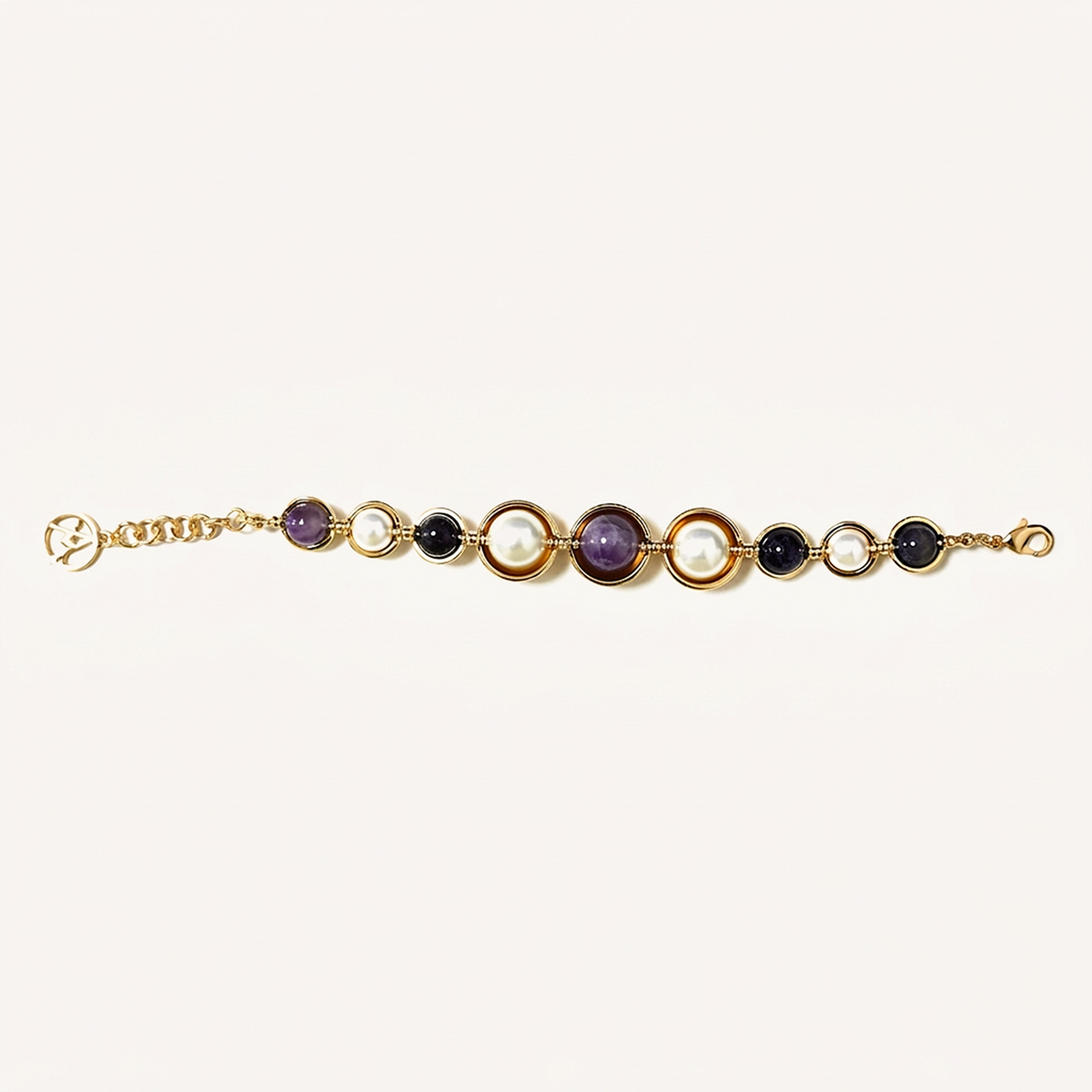 Bracciale con Perle e Pietre Rotonde
