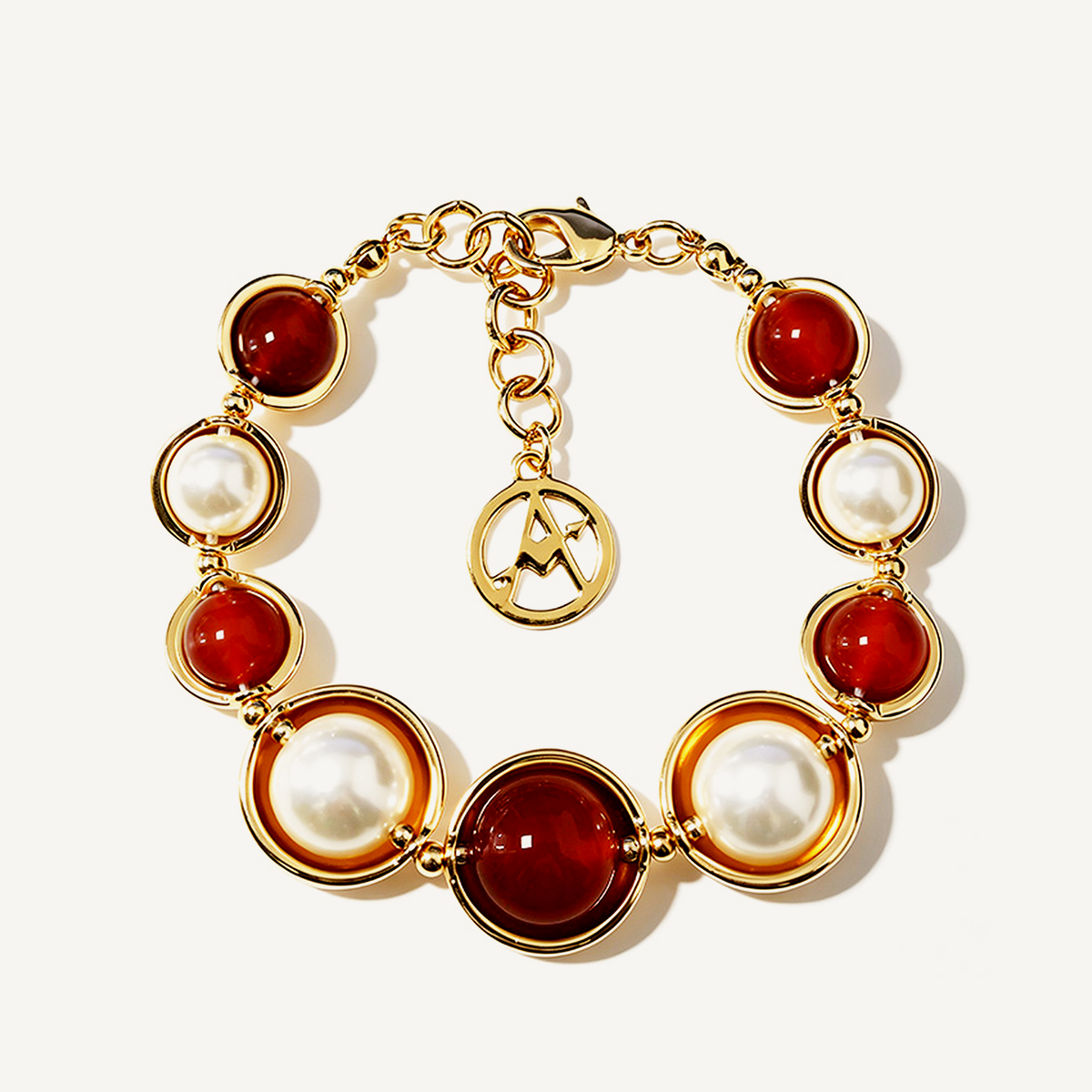 Bracciale con Perle e Pietre Rotonde