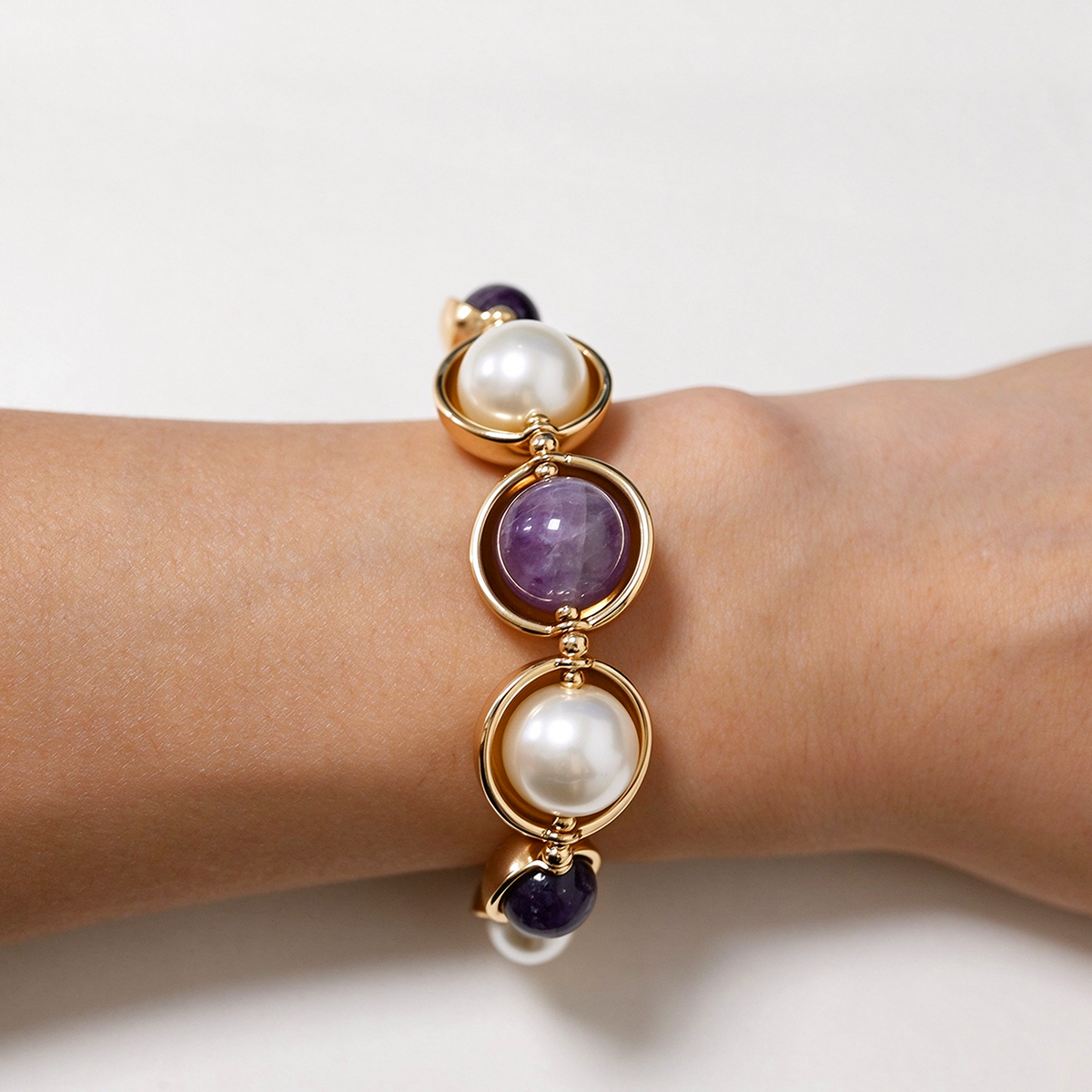 Bracciale con Perle e Pietre Rotonde
