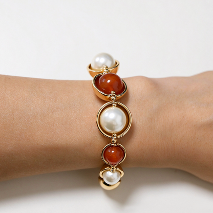 Bracciale con Perle e Pietre Rotonde