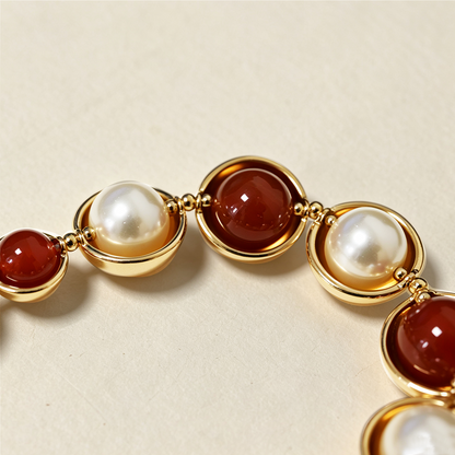 Collana con Perle e Pietre Rotonde