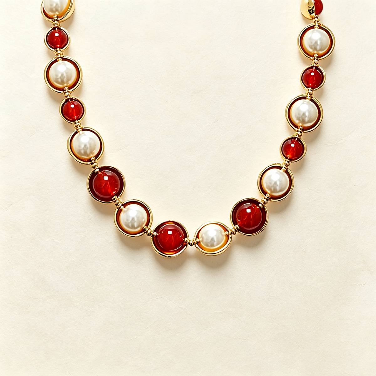 Collana con Perle e Pietre Rotonde