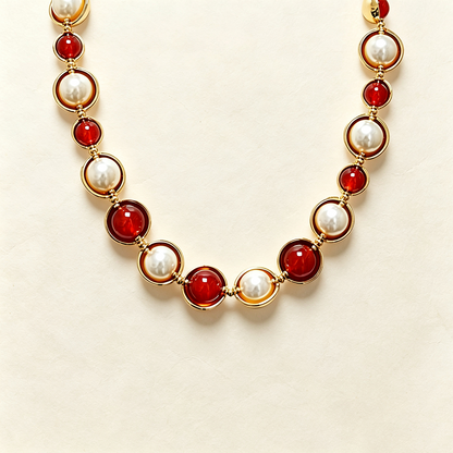 Collana con Perle e Pietre Rotonde