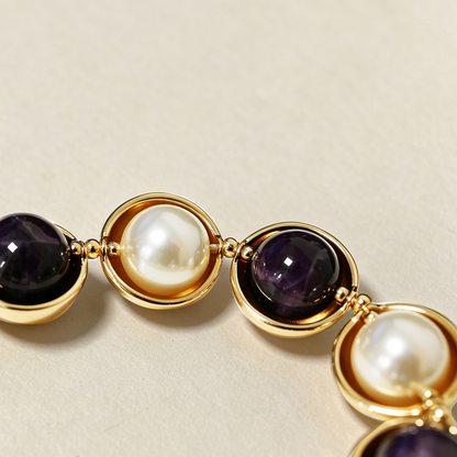Collana con Perle e Pietre Rotonde