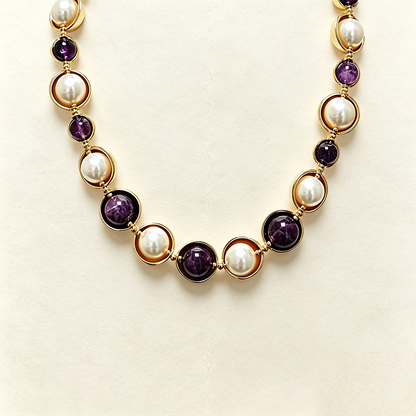 Collana con Perle e Pietre Rotonde