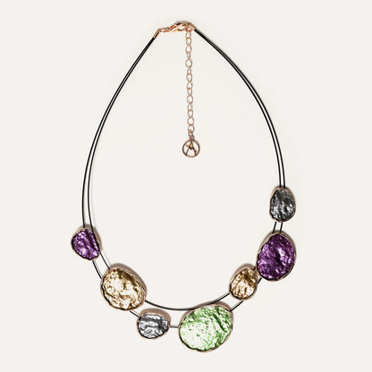 Collana Smaltata con Filo Nero in Acciaio