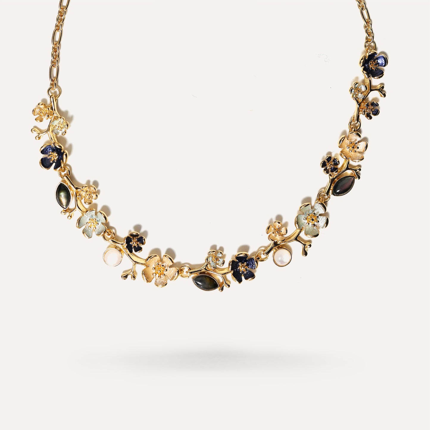 Collana Fiori Smaltati con Pietre