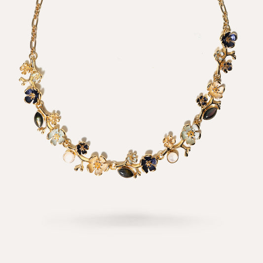 Collana Fiori Smaltati con Pietre