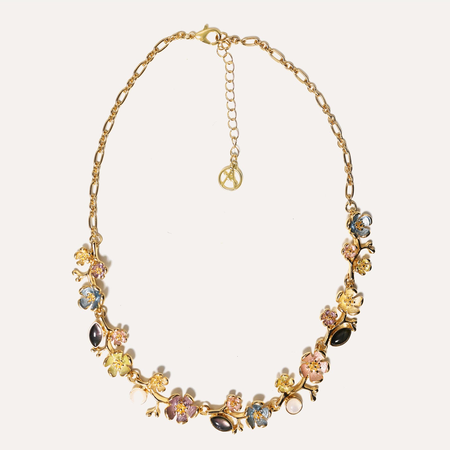 Collana Fiori Smaltati con Pietre