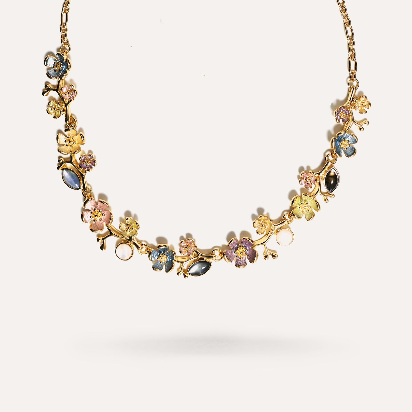 Collana Fiori Smaltati con Pietre