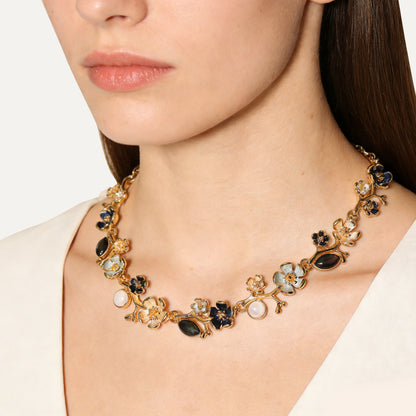 Collana Fiori Smaltati con Pietre